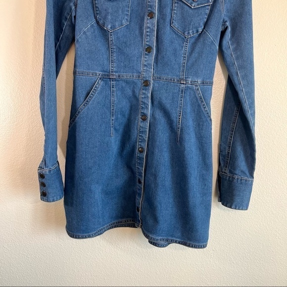 FREE PEOPLE DYNOMITE DENIM JEAN SNAP DRESS - Picture 8 of 8